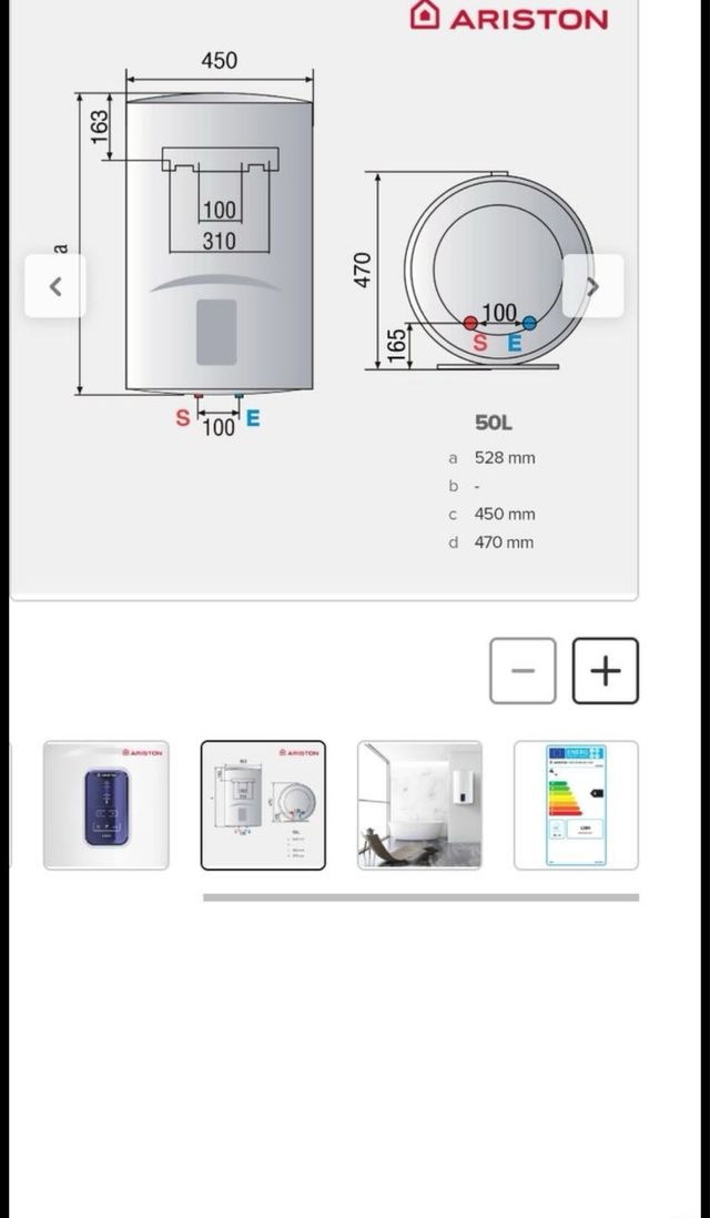 Termo Ariston Lydos Eco Blue 50L + Soporte