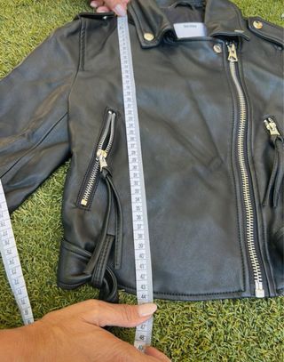 Cazadora Biker Cuero Negra Mujer Talla XS Bershka
