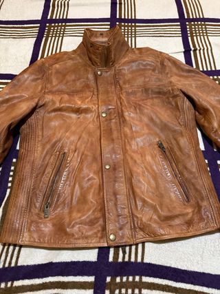 Cazadora Piel Camel Active color cognac