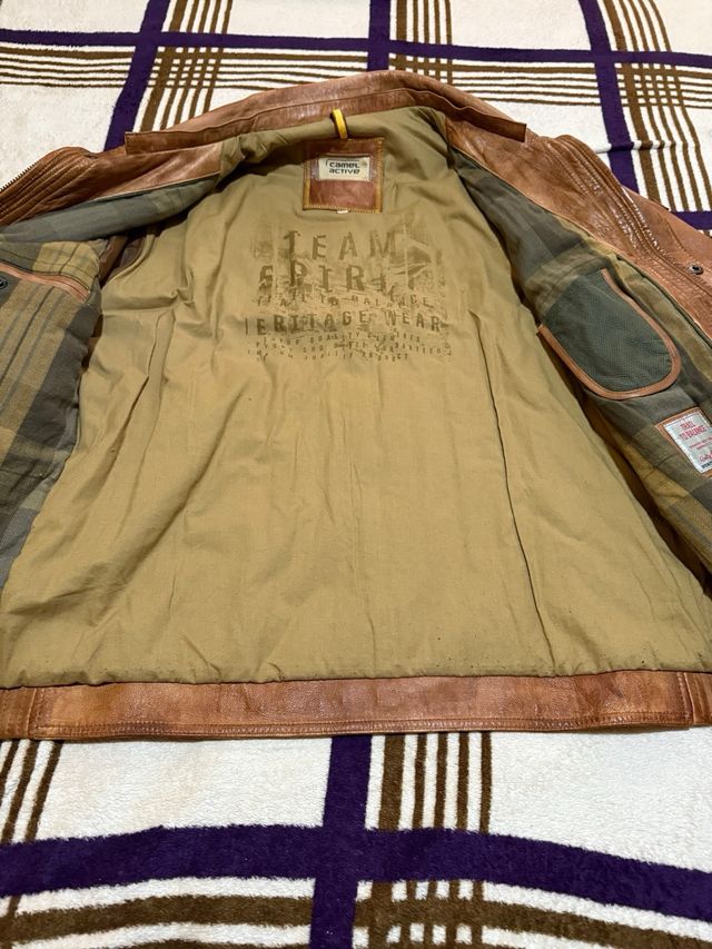 Cazadora Piel Camel Active color cognac