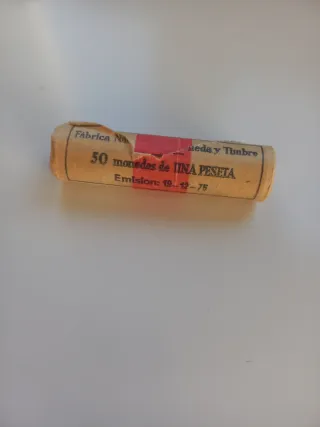 Cartucho 50 monedas 1 peseta 1975 y 23 monedas
