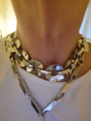 Collar doble Zara plata y negro