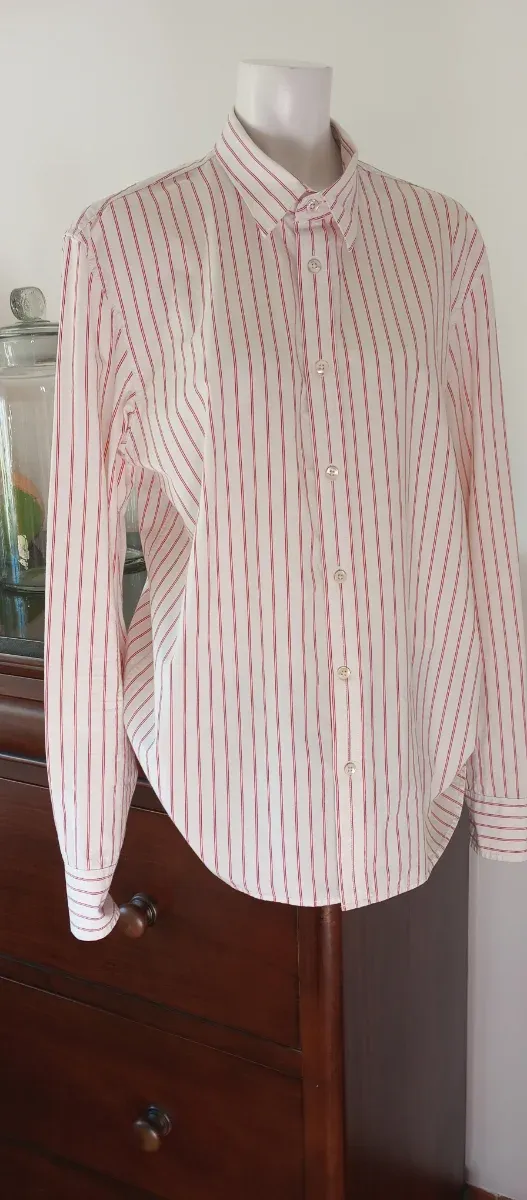Camisa clásica rayas rojas manga larga