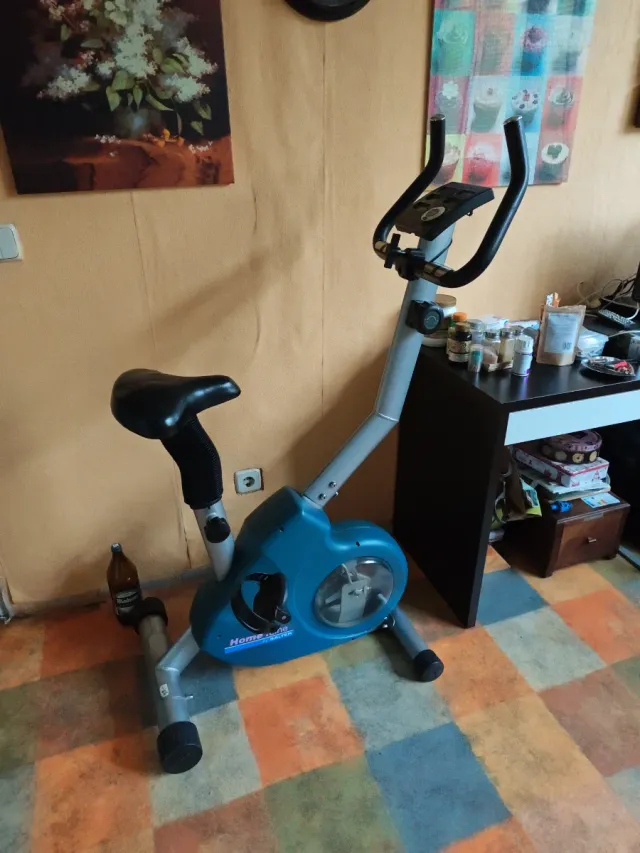 Bicicleta Estática Azul y Gris