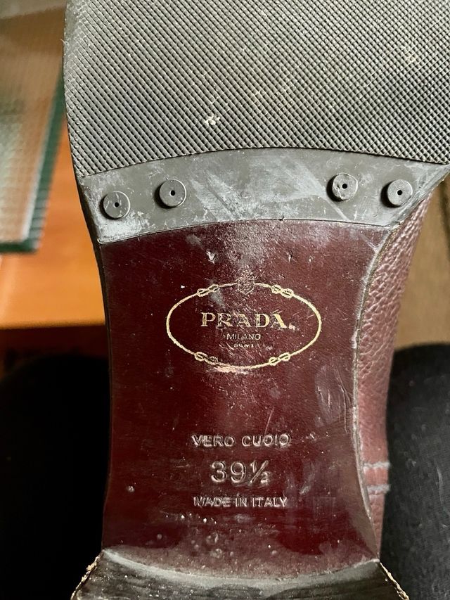 Botas altas de piel Prada marrones