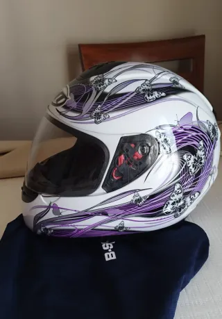 Casco Moto MT Helmets Blanco Mariposas