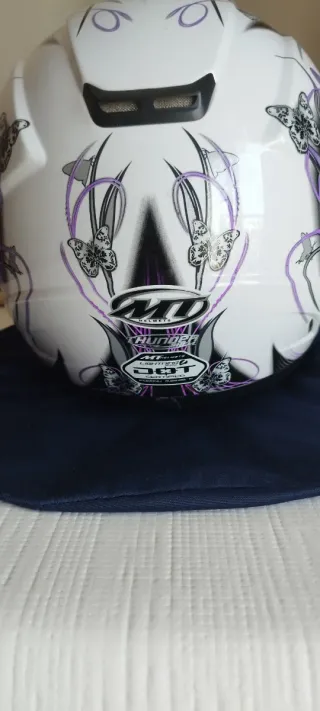 Casco Moto MT Helmets Blanco Mariposas