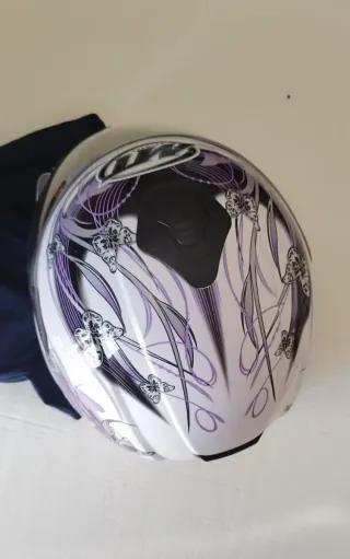 Casco Moto MT Helmets Blanco Mariposas