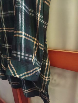 Camisa cuadros Bershka verde y amarillo