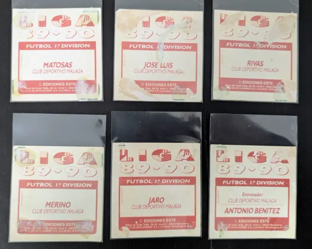 6 Cromos Liga 1989-1990 Málaga C.F (Despegados)