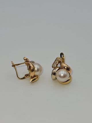 Pendientes 3 oros 18K, Perla, 3,85gr, 1,5cm