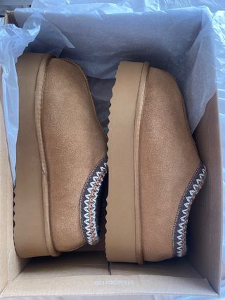 Zapatos borreguito plataforma beige y marrón