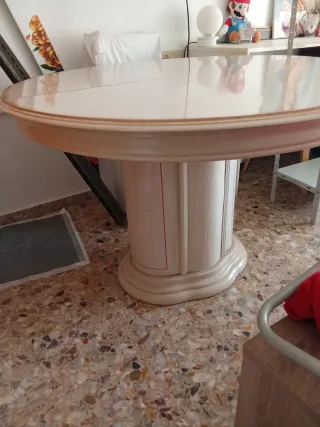 Mesa comedor extensible beige/blanca