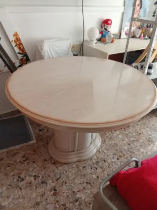 Mesa comedor extensible beige/blanca