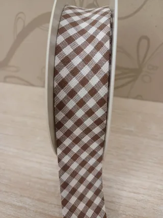 Sbieco cotone quadretti marrone