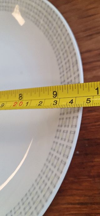 6 Platos llanos Vajilla Santa Clara cuadros azul