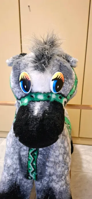 Cavallo a Dondolo Grande Peluche Grigio