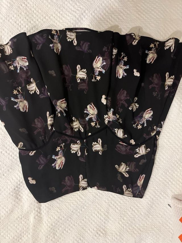 Saia rodada PDH floral preta e multicolor