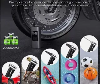 Mini compressore portatile LED per auto moto bici