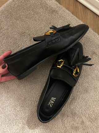 Mocassini neri Zara similpelle con fibbia