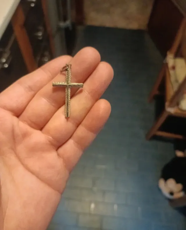 Argento 925 Vintage ciondolo a croce peso 3,10g