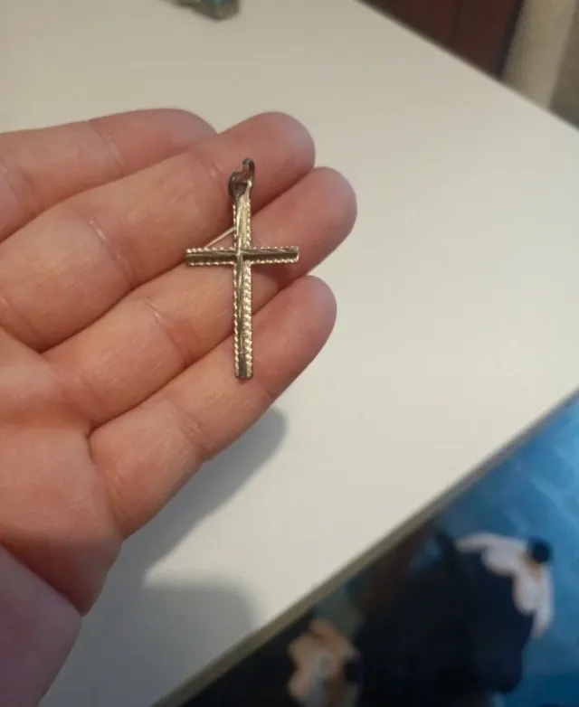 Argento 925 Vintage ciondolo a croce peso 3,10g