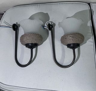 Apliques de forja, cristal y cuerda (2 uds)