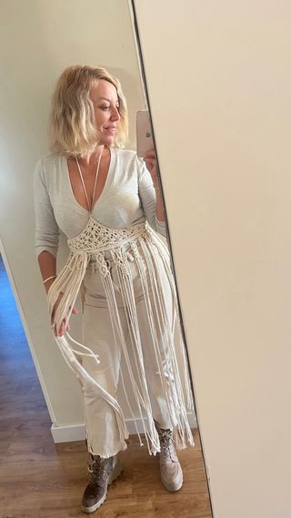 Cinturón fajín macramé beige