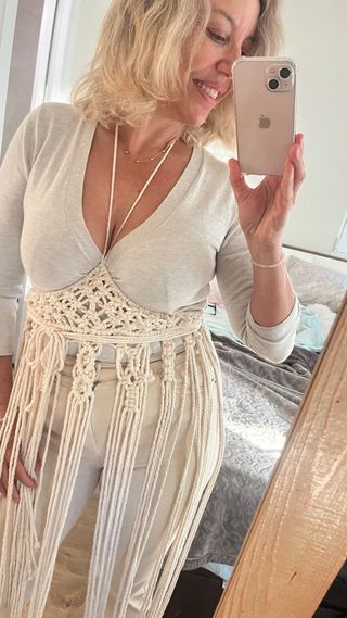 Cinturón fajín macramé beige