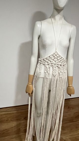 Cinturón fajín macramé beige