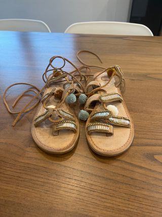 Sandalias Gioseppo Beige Talla 39 con Pompones