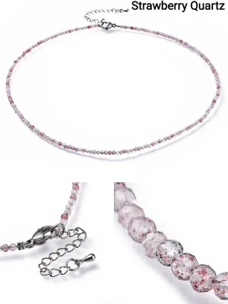 Collana di Quarzo Fragola - perline 2~2,5 mm.