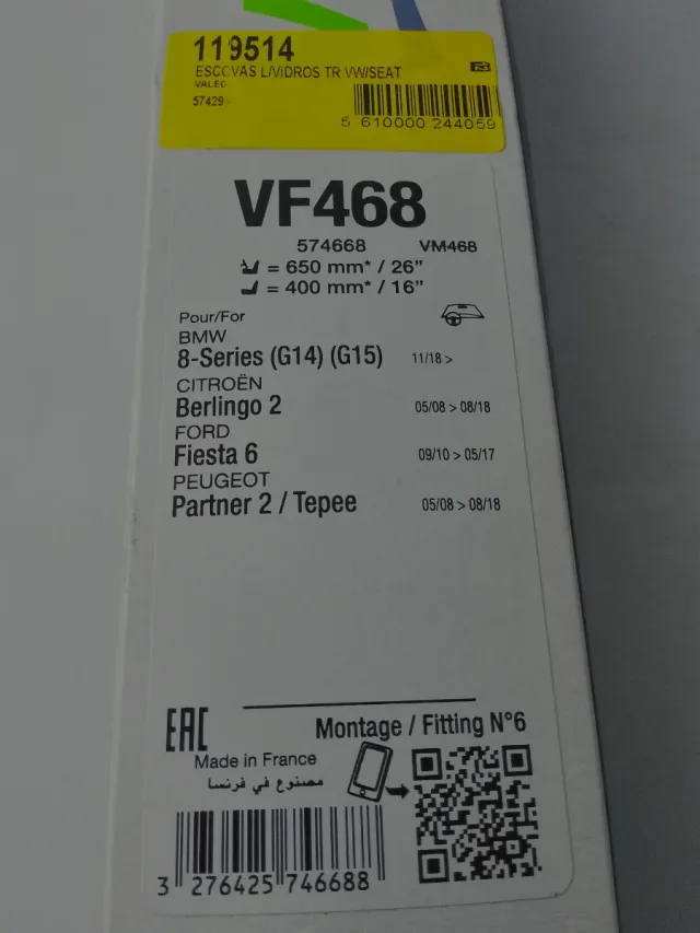 Escobillas limpiaparabrisas VALEO BMW Citroën VF46