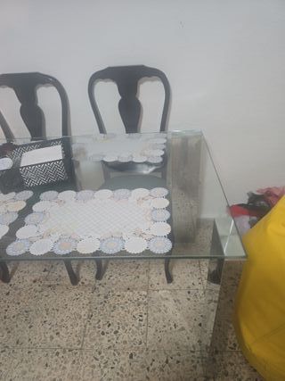 Mesa Comedor Cristal y Madera