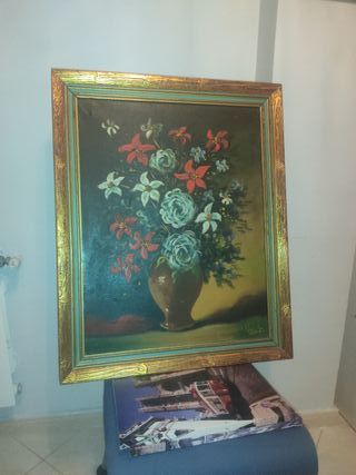 Cuadro floral firmado Vega