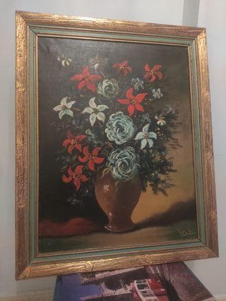 Cuadro floral firmado Vega