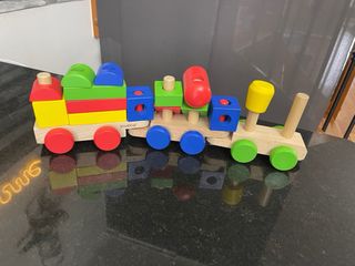 Trenino in legno con blocchi colorati Joueco