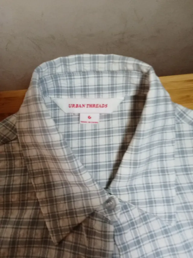 Camisa cuadros Uban Threads gris y blanco
