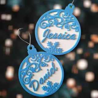 Pallina Natale Personalizzata Nome Blu Bianco