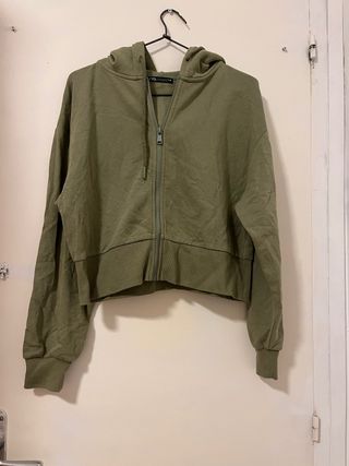 Chaqueta Zara verde cremallera talla S