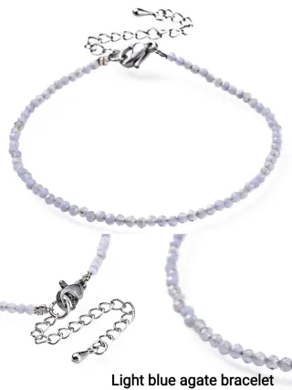 Braccialetto di Agata Azzurra. Perline 2~2,5 mm