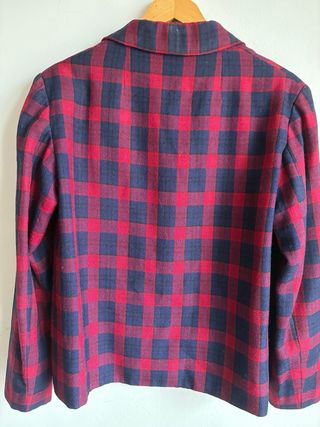 Chaqueta Lana Vintage Cuadros Rojo/Azul
