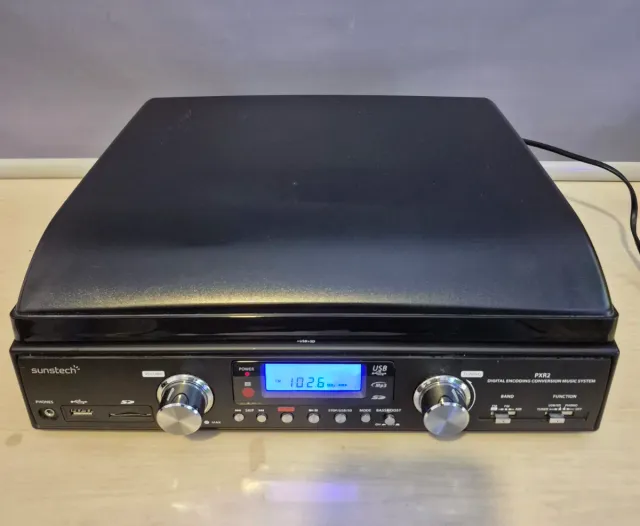 Tocadiscos Sunstech Radio USB Negro