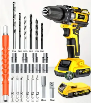 Taladro Atornillador Inalámbrico + Accesorios