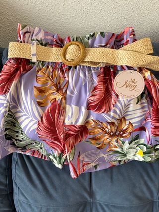 Shorts King Morado Estampado Tropical Talla Única