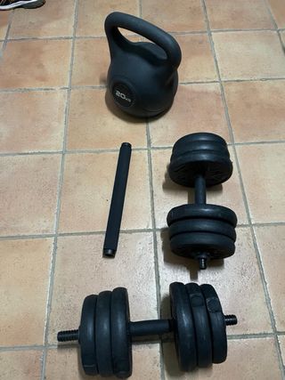 Mancuernas y pesa rusa para principiantes