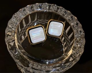 Pendientes Cuadrados Perla y Circonitas