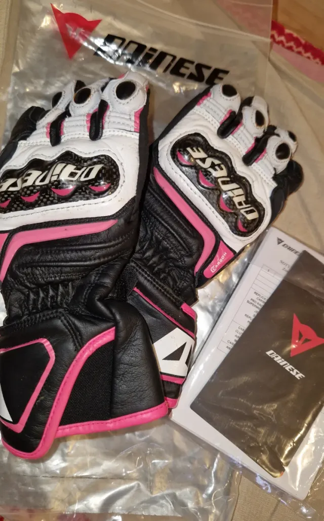 Guanti Moto Donna Dainese Pelle Rosa Nero