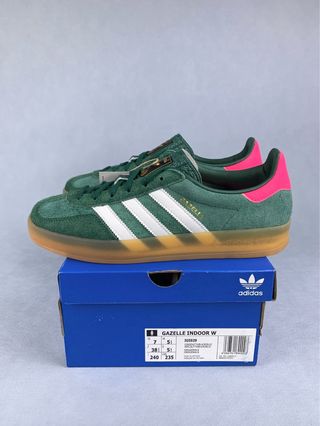 Adidas Gazelle Indoor Green/Lucid Pink Size 38.5