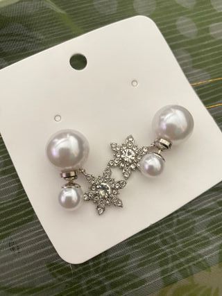 Pendientes Perla Estrella Plata